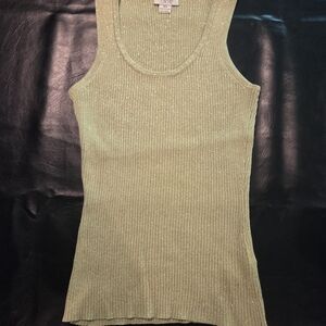 Cache Green Ribbed Sleeveless Tank Top